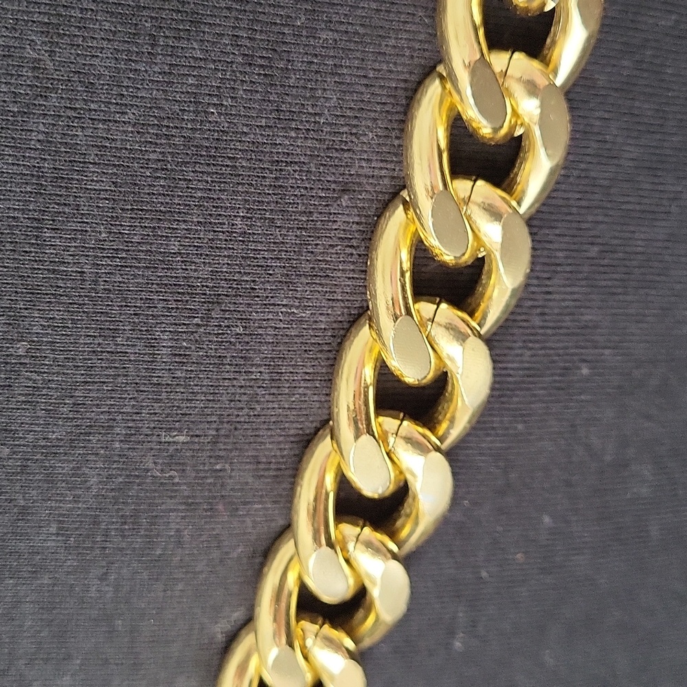 Women's Gold Tone Wide Cuban Link Chain Belt 42" end to end 3/4" width - Picture 2 of 11